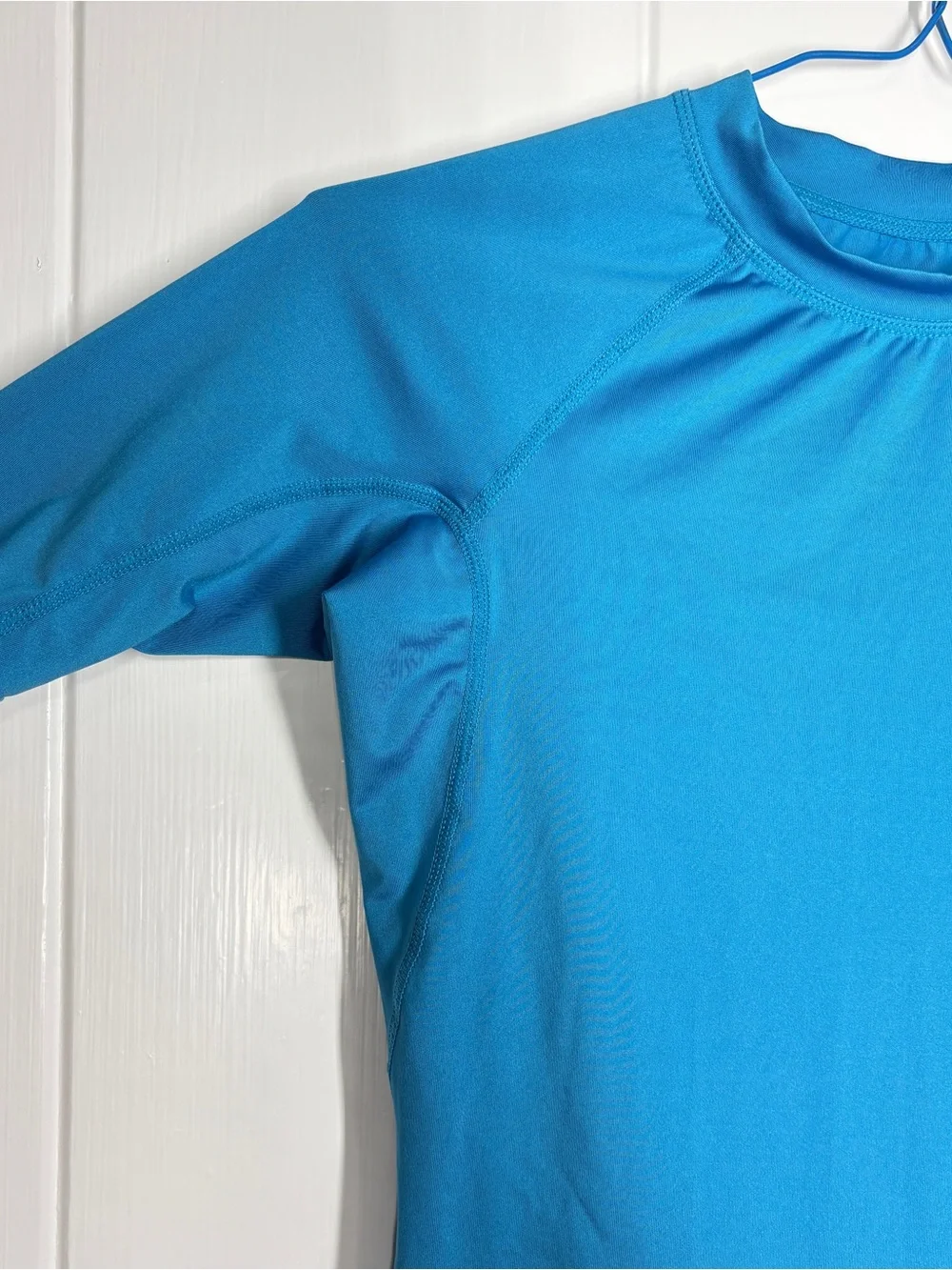 Volcom Kids Boys Swim Shirt Rash Guard Teal Blue Size Small
